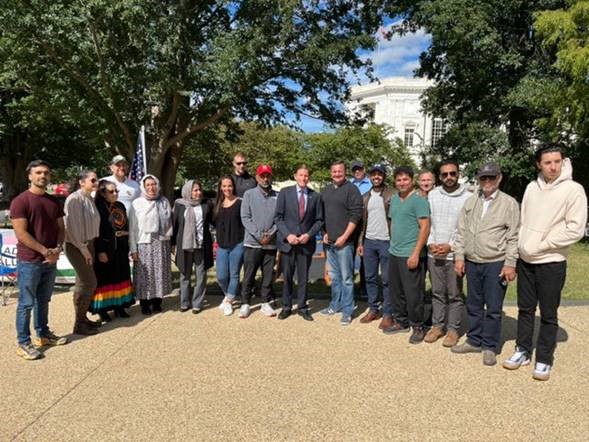 Blumenthal met with veterans and Afghans advocating for the swift passage of the Afghan Adjustment Act, which Blumenthal is a cosponsoring. 